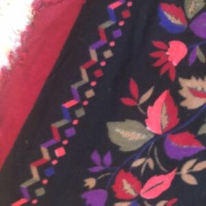 Floral Patterned Scarf - Black and Red